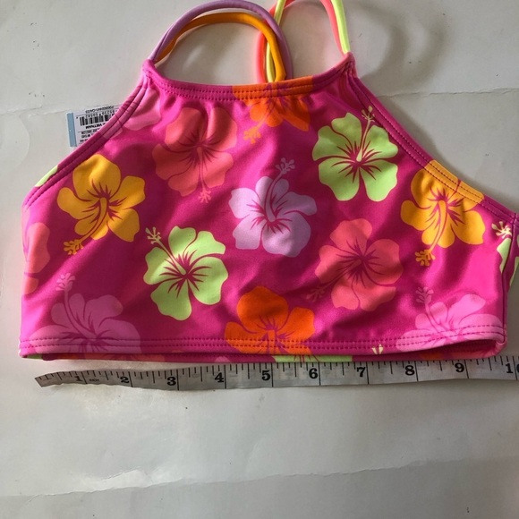 Bundle 3 Pc Cat & Jack Art Class Pink Floral Bikini Set with Skirt Coverup S 6/7 - Picture 3 of 13